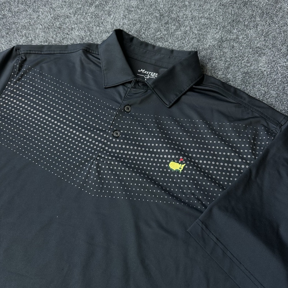 Masters Tech Performance Golf Polo Shirt Men Sz Large Black Short Sleeve Augusta
